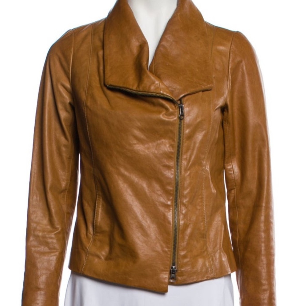 Vince Tan Leather Jacket